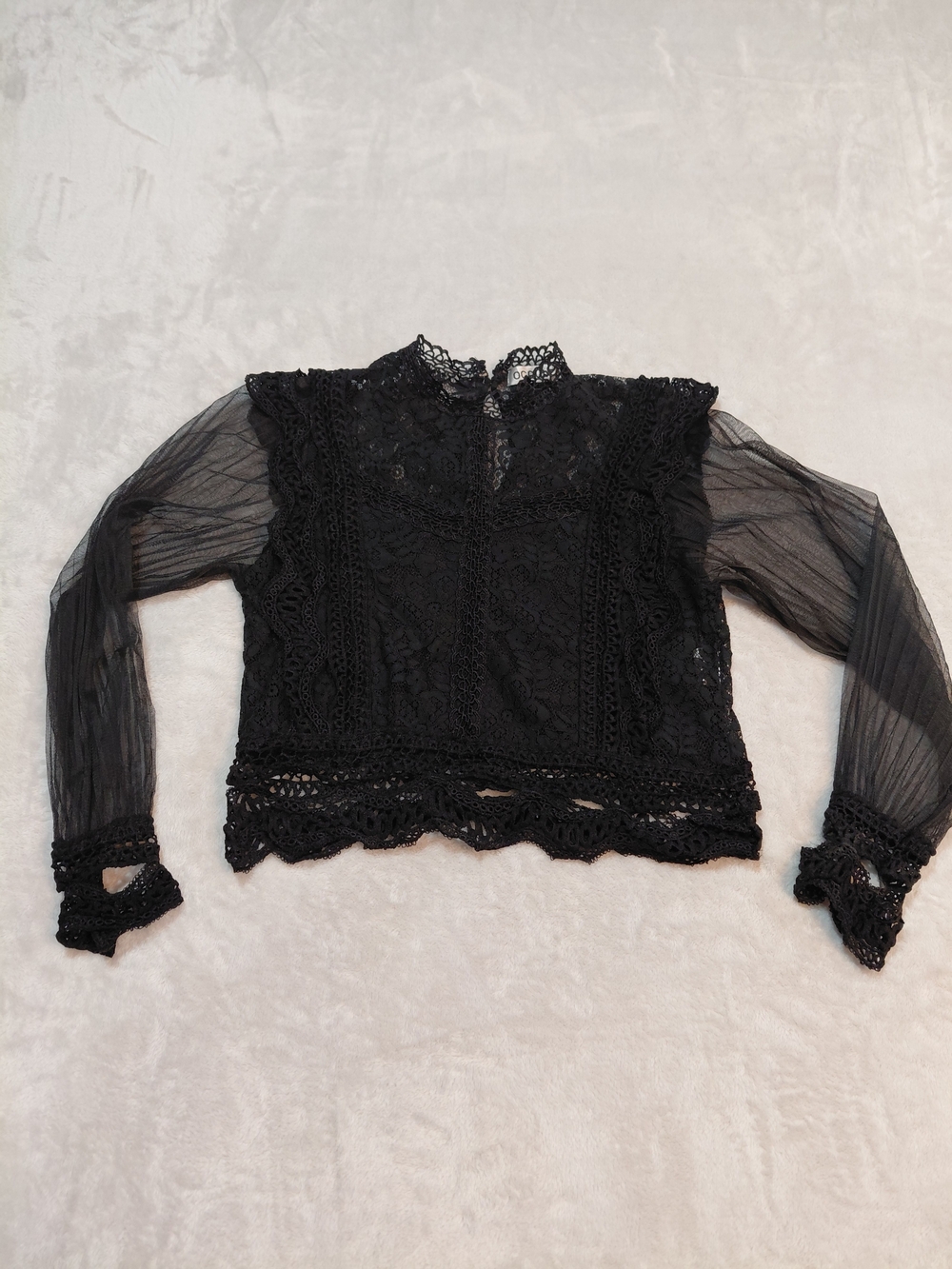 Black Lace & Mesh Long Sleeve Top By Occult
